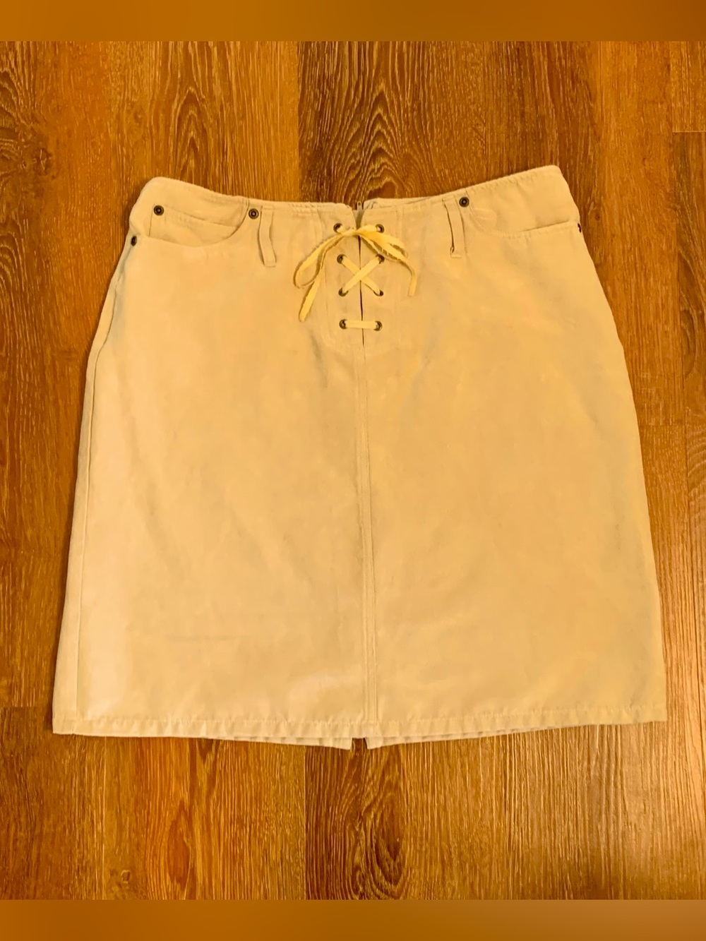 FADED GLORY Y2K Lace Up Skirt Women’s 10 Camel Colored Faux Suede Dollcore